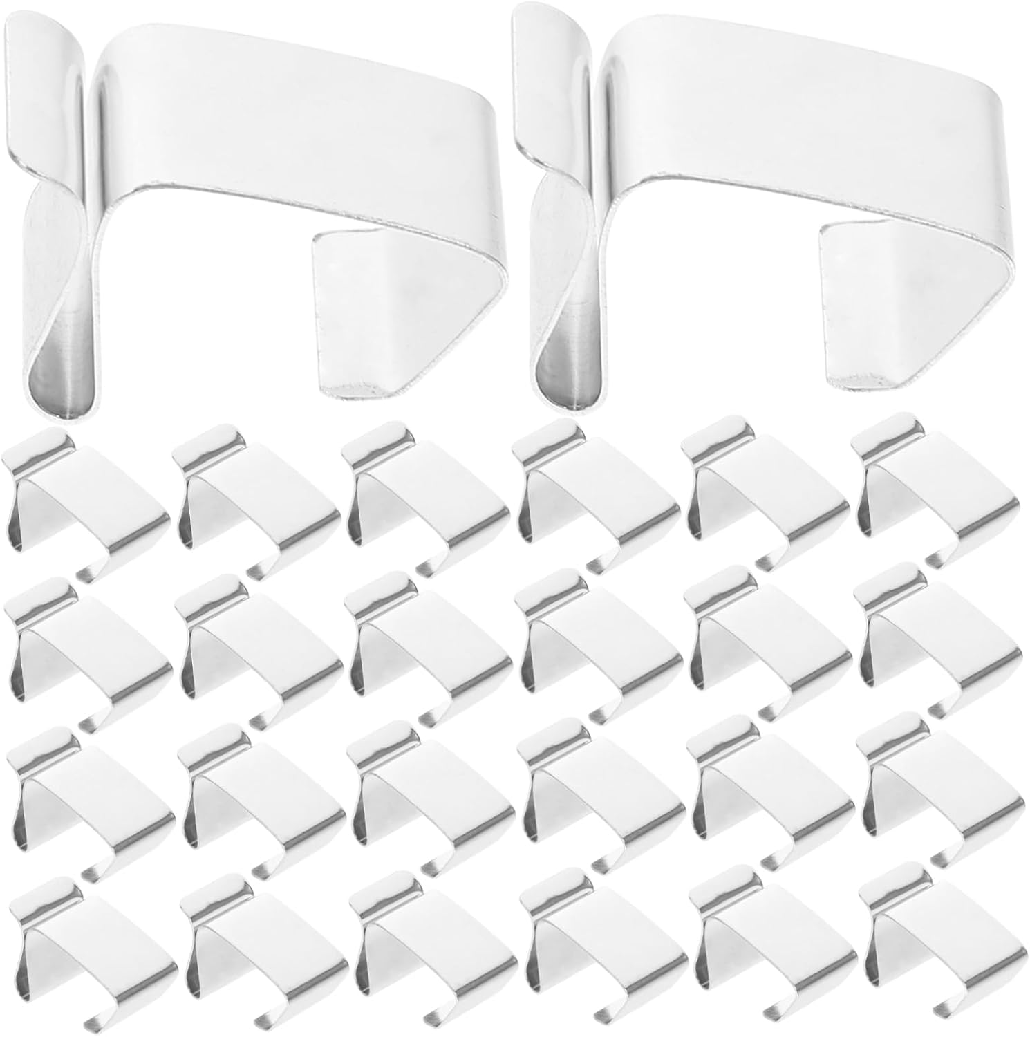2sets Christmas Light Clips Outdoor Light Hooks Stainless Steel Gutter Grid Hooks S-Shape Ornament Hangers 50pcs*2