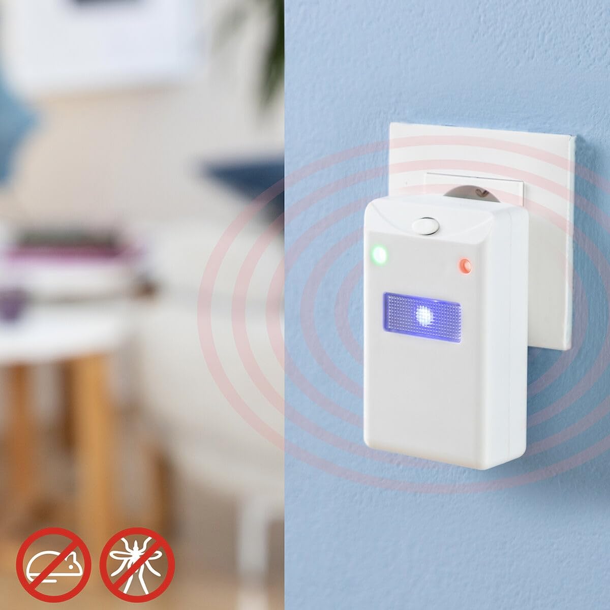 Zestaw 2 gniazd ultradźwiękowych przeciw szkodom, ultradźwiękowy odstraszacz fal elektromagnetycznych, przeciw myszom, szczurom, karaluchom, muchom, pasożytom, szkodliwemu elektrycznemu, elektronice