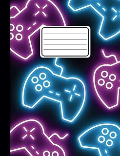 Composition Notebook Wide Ruled: Neon Pink Blue Video Games Cute Journal Book For Gamer Boys And Girls. Lined Paper 110 pages (55 sheets) 9-3/4 x ... ( Cuadernos Escolares ) For Students And Kids