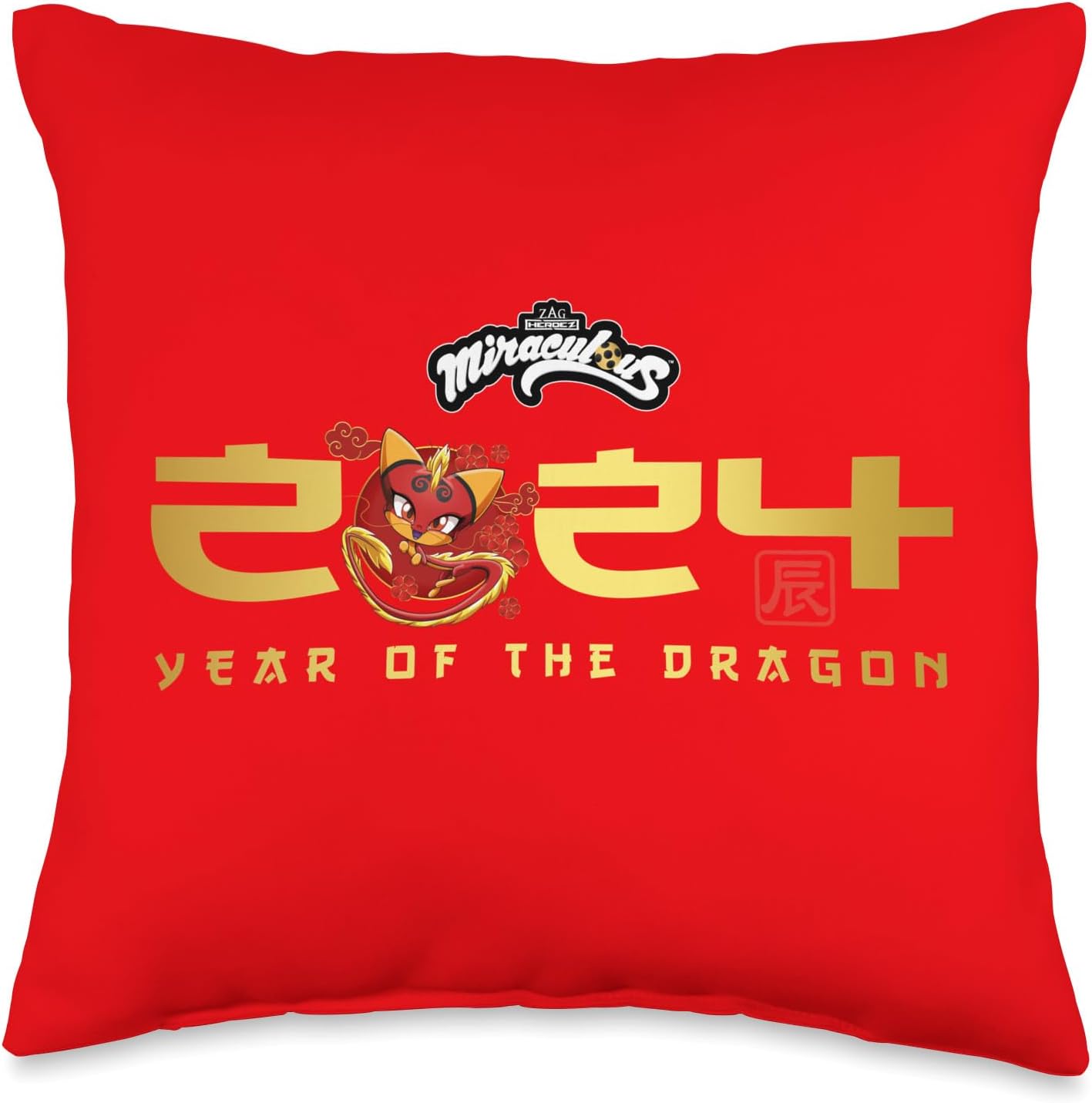 Miraculous Ladybug Lunar Year of The Dragon 2024 Throw Pillow