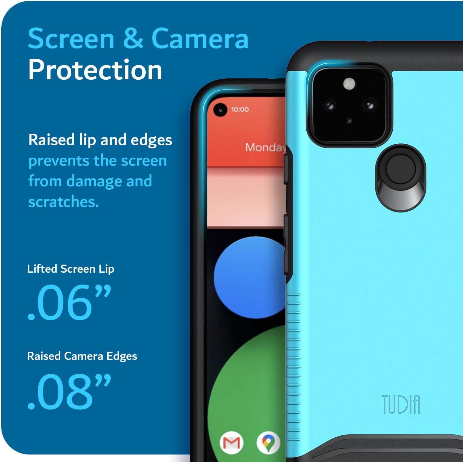 TUDIA DualShield Designed for Pixel 5 Case (2020), [Merge] Shockproof Dual Layer Military Grade Drop Protection Slim Protective Case Cover - Blue