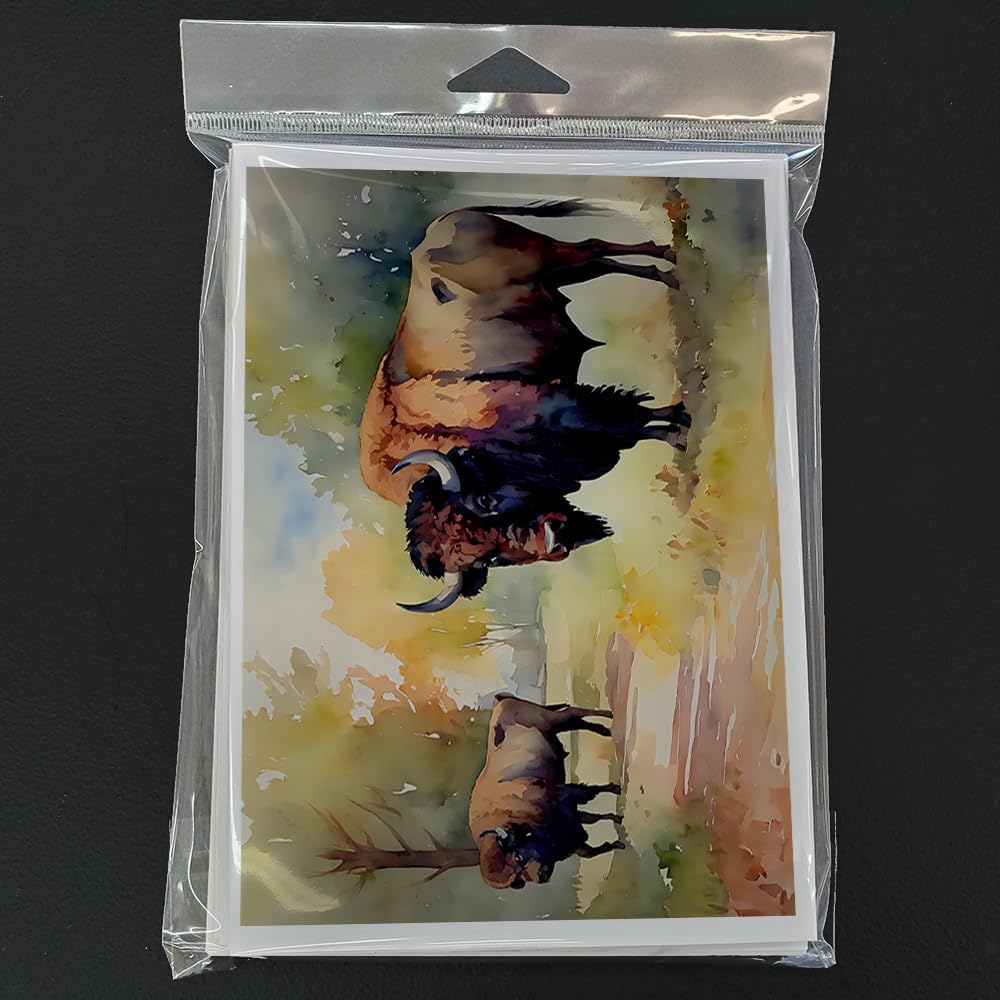 Caroline's Treasures DAC3011GCA7P Wood Bison Greeting Cards Pack of 8 Blank Cards with Envelopes Whimsical A7 Size 5x7 Blank Note Cards