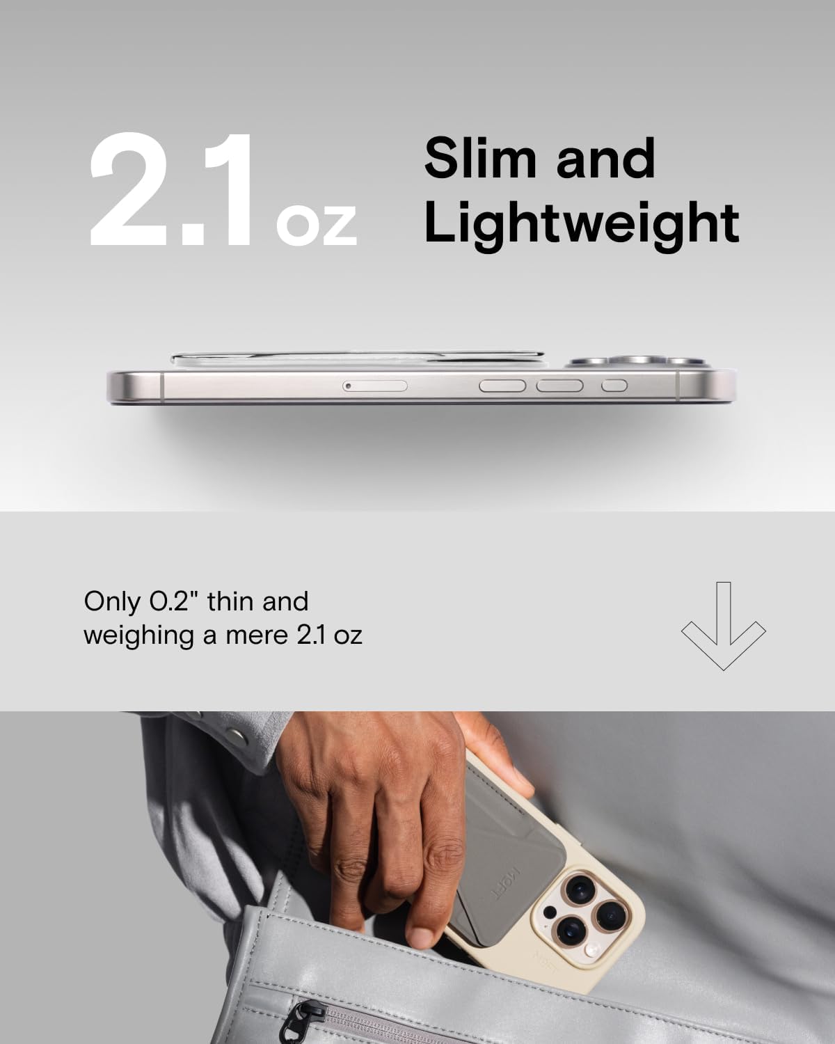 MOFT Magnetic Wallet Stand Misty Cove & MOVAS Snap Case for iPhone 17 Pro Misty Cove