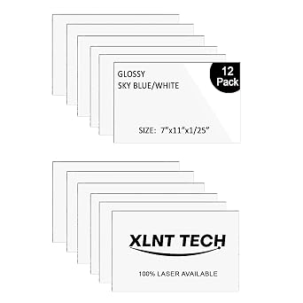 100% Laser Engraving Blank Materials ABS Double Color Sheet, White/Black 7" x 11 x .040, 12 Pieces for Interior Signs, Badge.