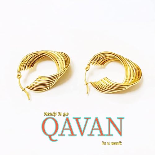 Miniatura 2 de Aretes de aro trenzados de oro grueso para mujer, diseño de ondas modernas para días de verano y playa