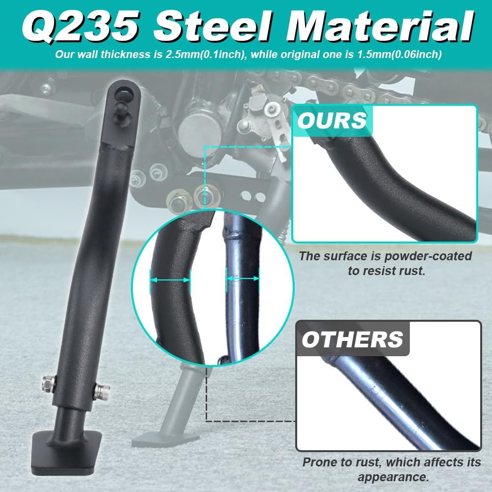 Xitomer Adjustable Kickstand Compatible with Kawasaki KLR650 2008-2018, 2022-2025 KLR 650 / Adventure/Traveler, 0-2.4 inch Adjustable Side Stand Gen2 Gen3 Motorcycle Stand