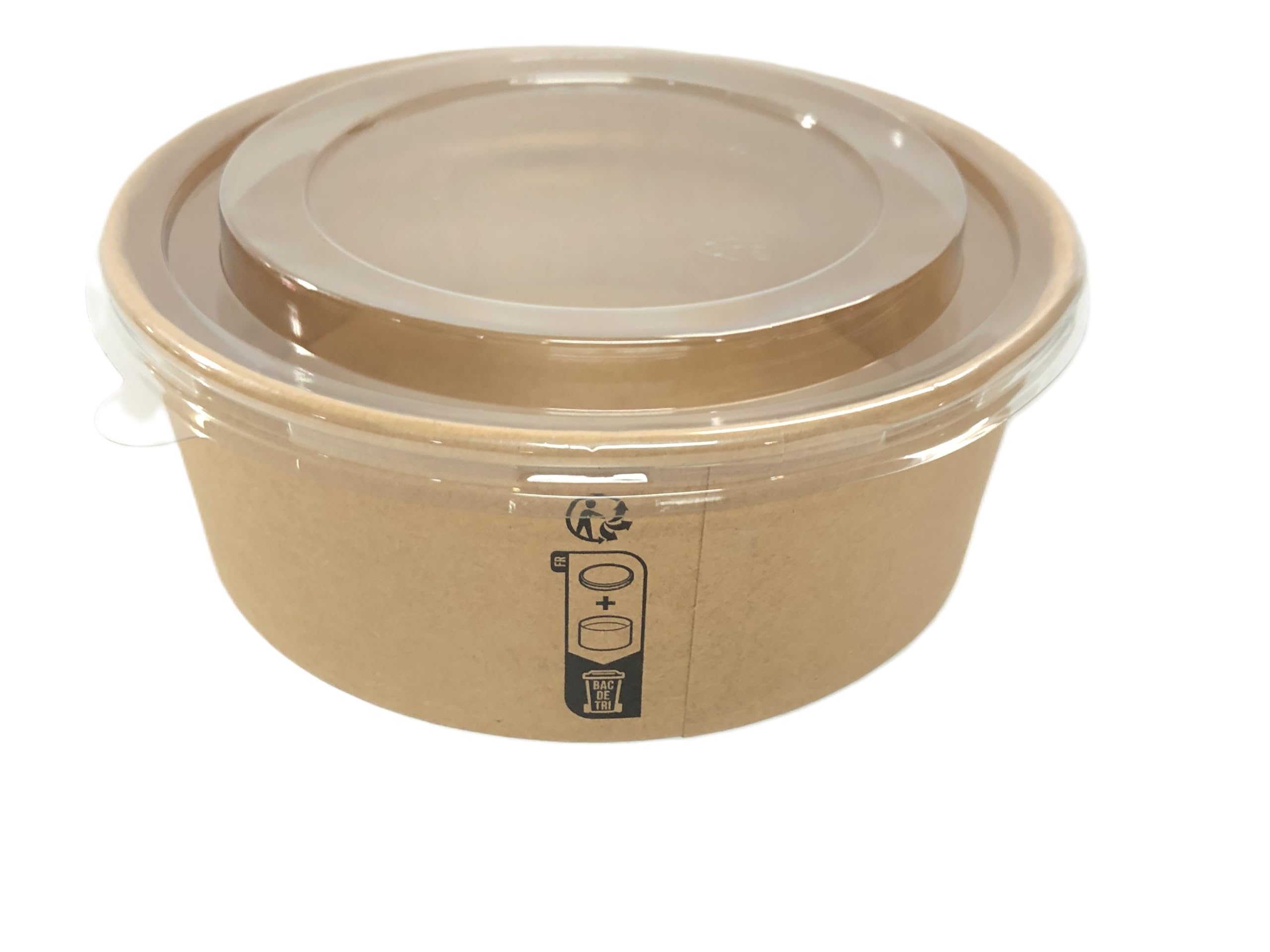 bol salade à emporter 50 bols carton kraft 750 ml diamètre 14 cm hauteur 6 cm x 50 pièces + 50 couvercles vente à emporter restauration rapide poke bowl saladier