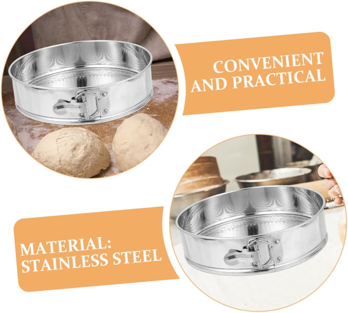 Stainless Steel Springform Cake Pan 9 Inch with Locking Clamp Removable Bottom for Cheesecake Baking Supplies Kitchen Bakeware