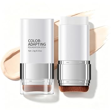 Color Changing Foundation Stick, 2-in-1 Dual-Ended Korean Color Changing Foundation, Waterproof & Long-Lasting Korean Foundation Stick, Concealer Stick, Full Coverage Makeup, Dewy Finish Ivory