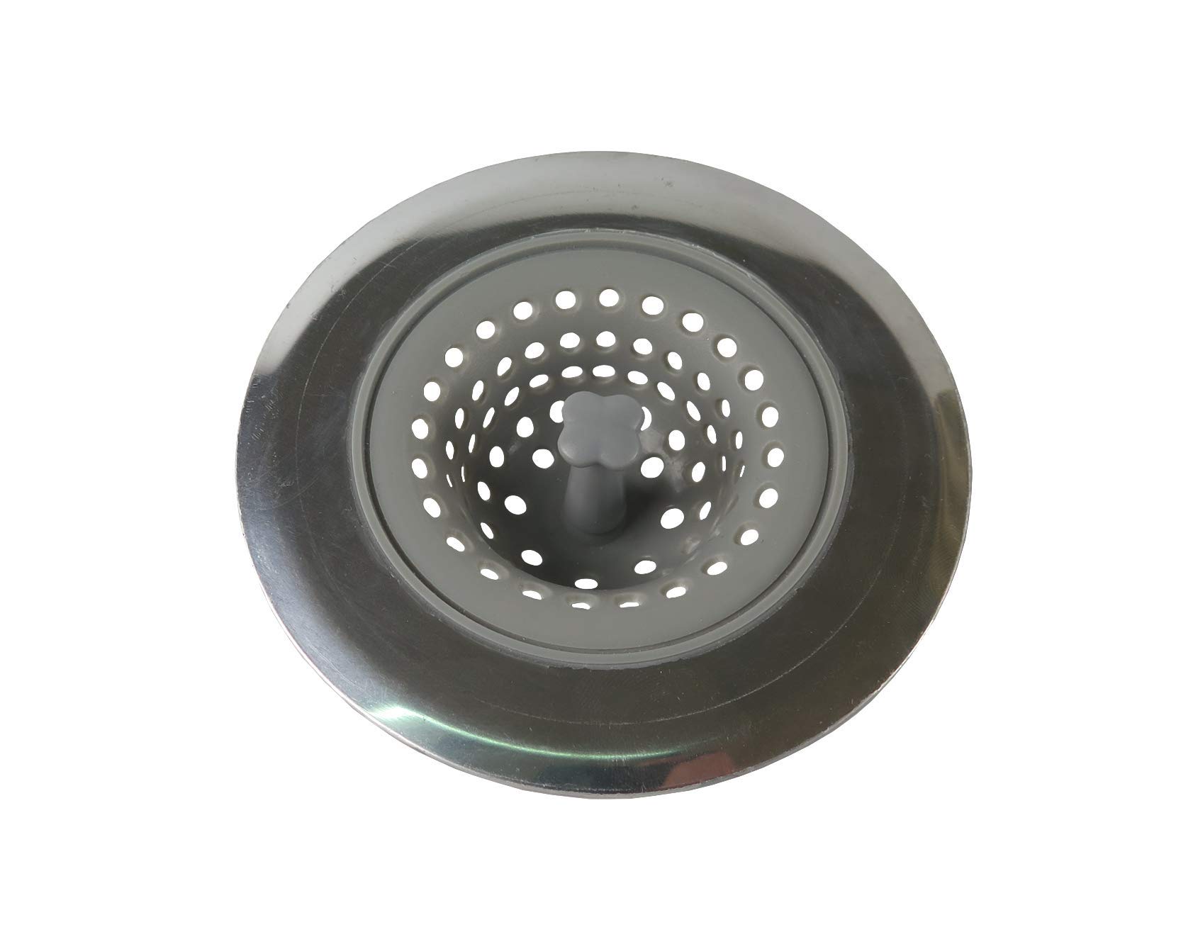 Tredoni 11cm Silicone Sink Drain Strainer with Stainless Steel Rim - Drain Filter for ~7.6cm//3" Drain Openings (Silicone Strainer with Steel Rim)