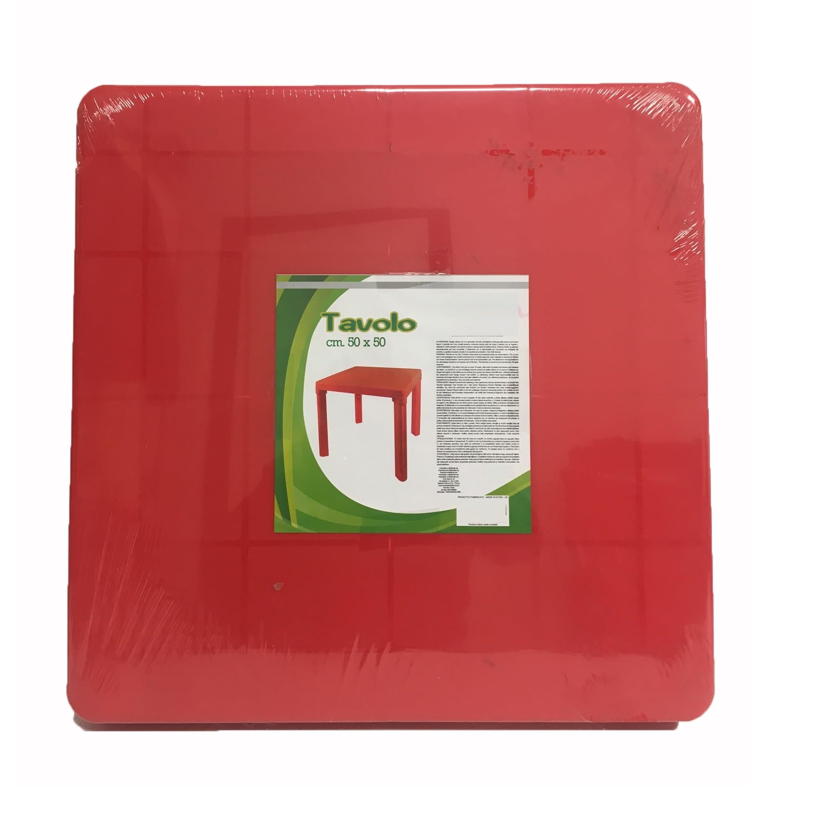 Table basse en plastique pour enfants, table de jeu, table basse en plastique, 50 x 50 cm, pour intérieur extérieur, table pour enfants, table colorée pour enfants (rouge)