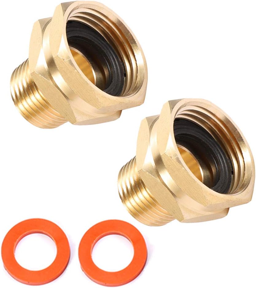 Brass Garden Hose Adapter, 3/4” GHT Female x 1/2” NPT Male, 2pcs (3/4” GHT Female x 1/2” NPT Male)