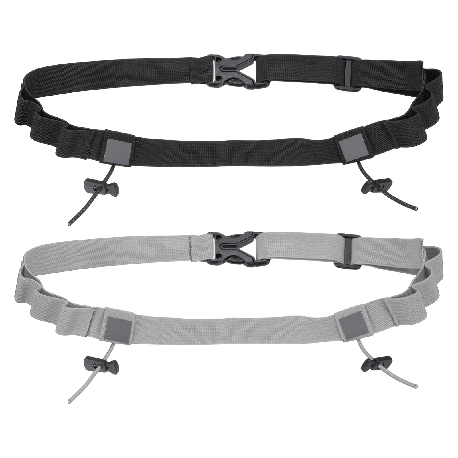 YELARXI Race Number Belt, Elastic Comfortable Running Belts with 6 Energy Gel Loops, Sport Race Bib Holder 2 Pcs & Black/Light Gray-Fitting for (Running/Triathlon/Marathon/Cycling) — image 1