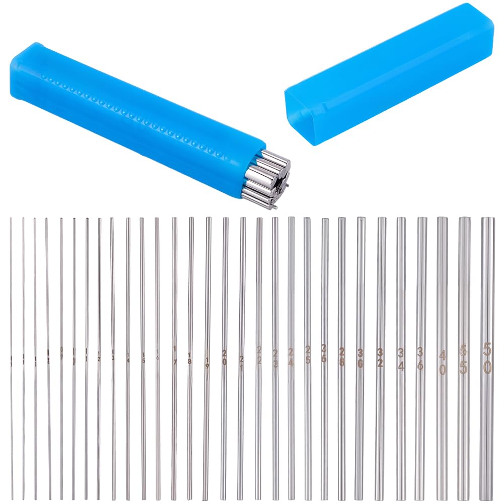 SUNNYCLUE 1 Box 30 Sizes Jump Ring Mandrel Jump Ring Making Mandrel Kit 0.4mm to 5mm Stainless Steel Metal Silver Forming Rings Making Tool for Wire Wrapping Soft Soldering Electoforming Jewellery