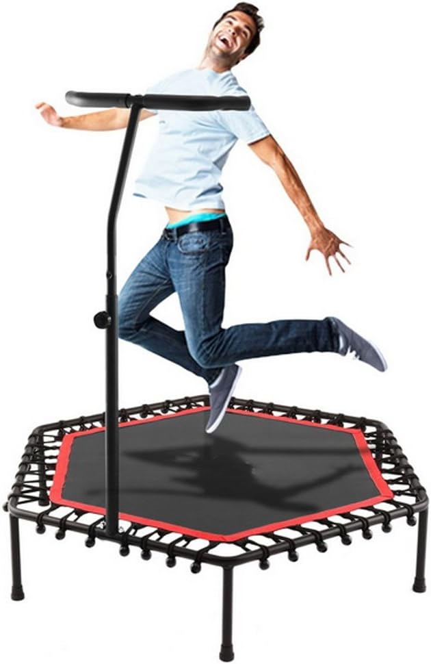 Cheesea Mini Trampoline with Adjustable Handle Bar Safe Fitness Bungee-Rope-System Trainer for Kids or Adults