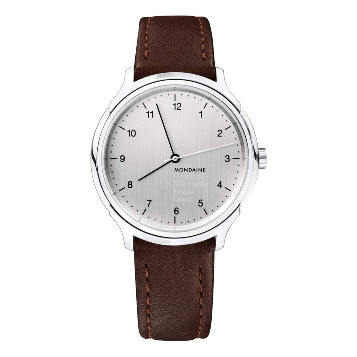 Mondaine Helvetica Regular - Orologio Con Cinturino Marrone In Pelle Per Uomo E Donna, MH1.R3610.LG, 40 Mm.-image