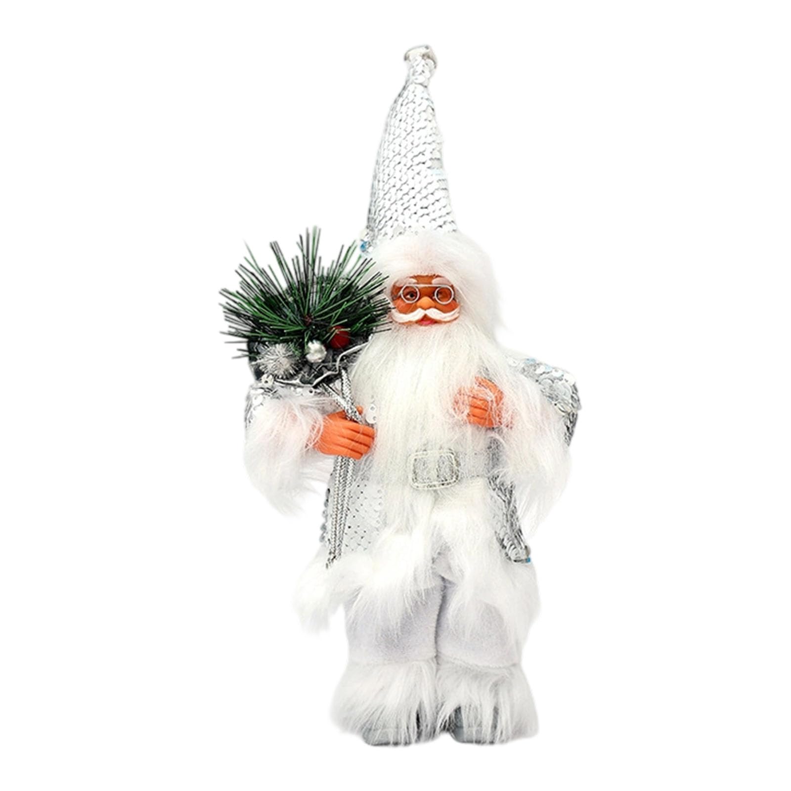Carotoe White Standing Santa Figurine Decoration 11Inch Christmas Home Accent With Bright Color Holiday Festives Tabletop Ornament Santa Figurine