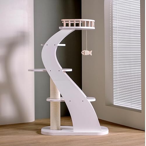 SHENGOCASE Modern Stylish 52.4 inches Tall Wooden Cat Tree Tower,