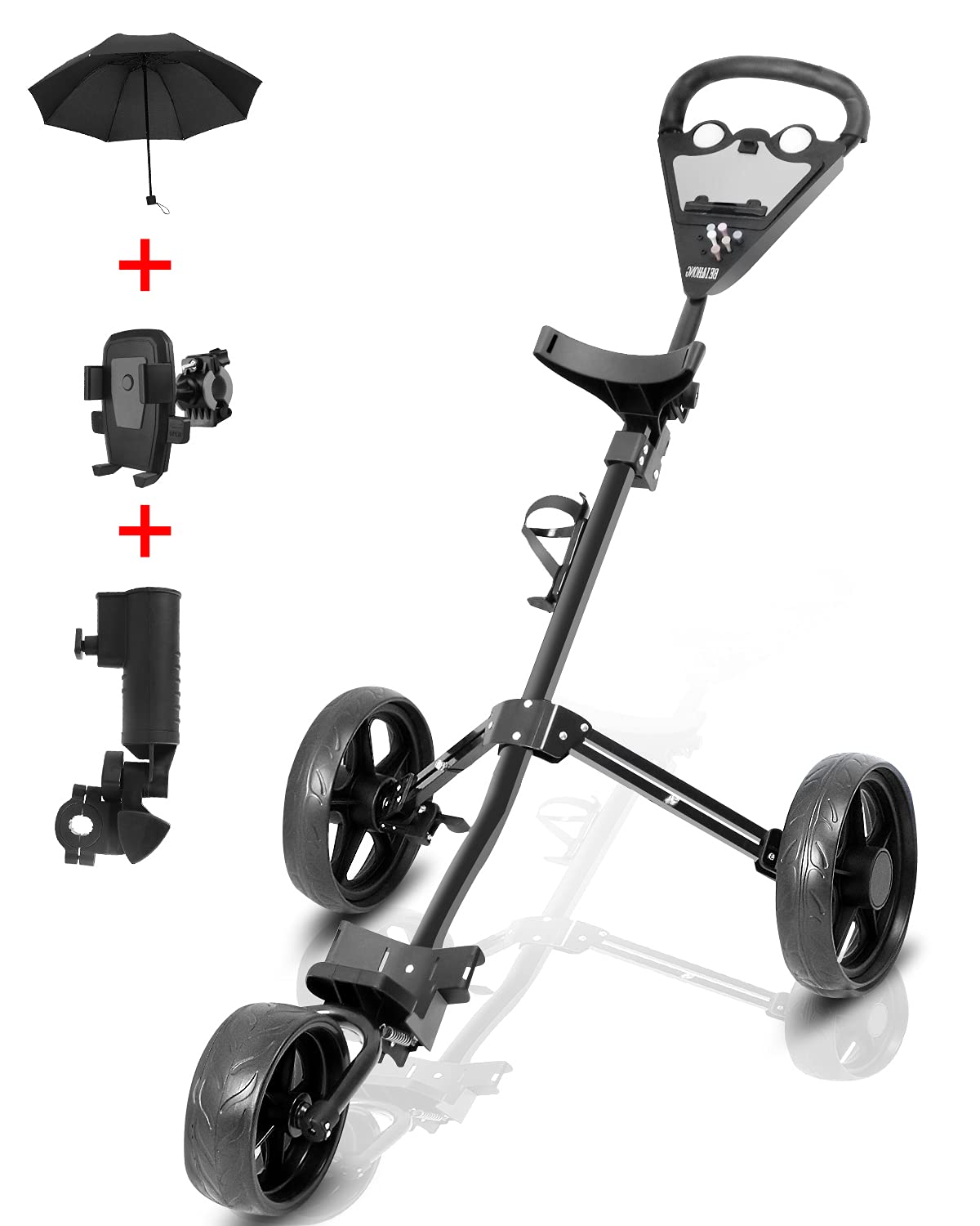 Buy BEI & HONG Golf Push Cart 3 Wheel Folding, Lightweight Golf Pull Cart, Push Cart for Golf