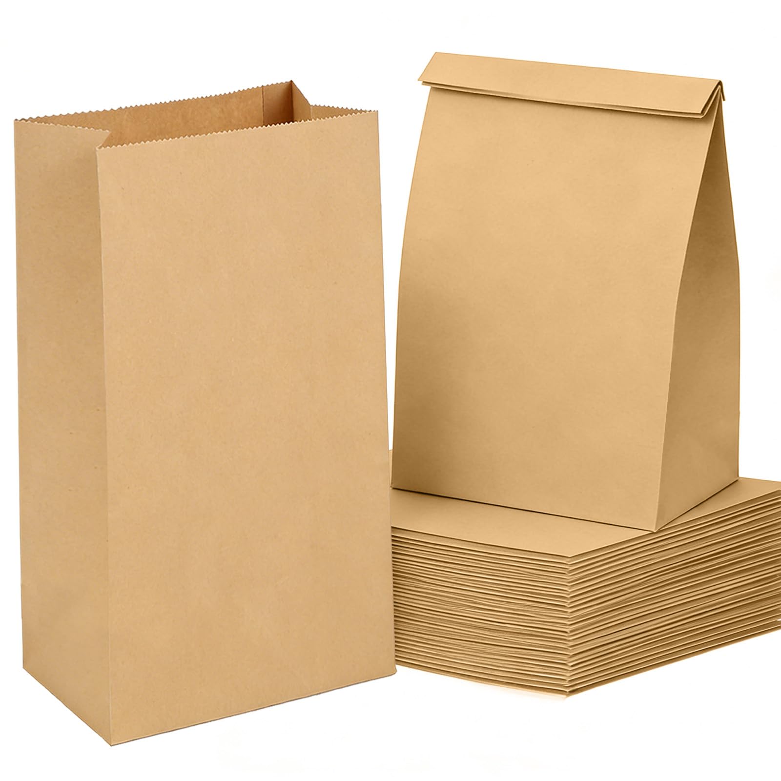 Weifeng 100pcs Brown Paper Bags, Small Kraft Paper Bags 5.12×2.76×8.27inch