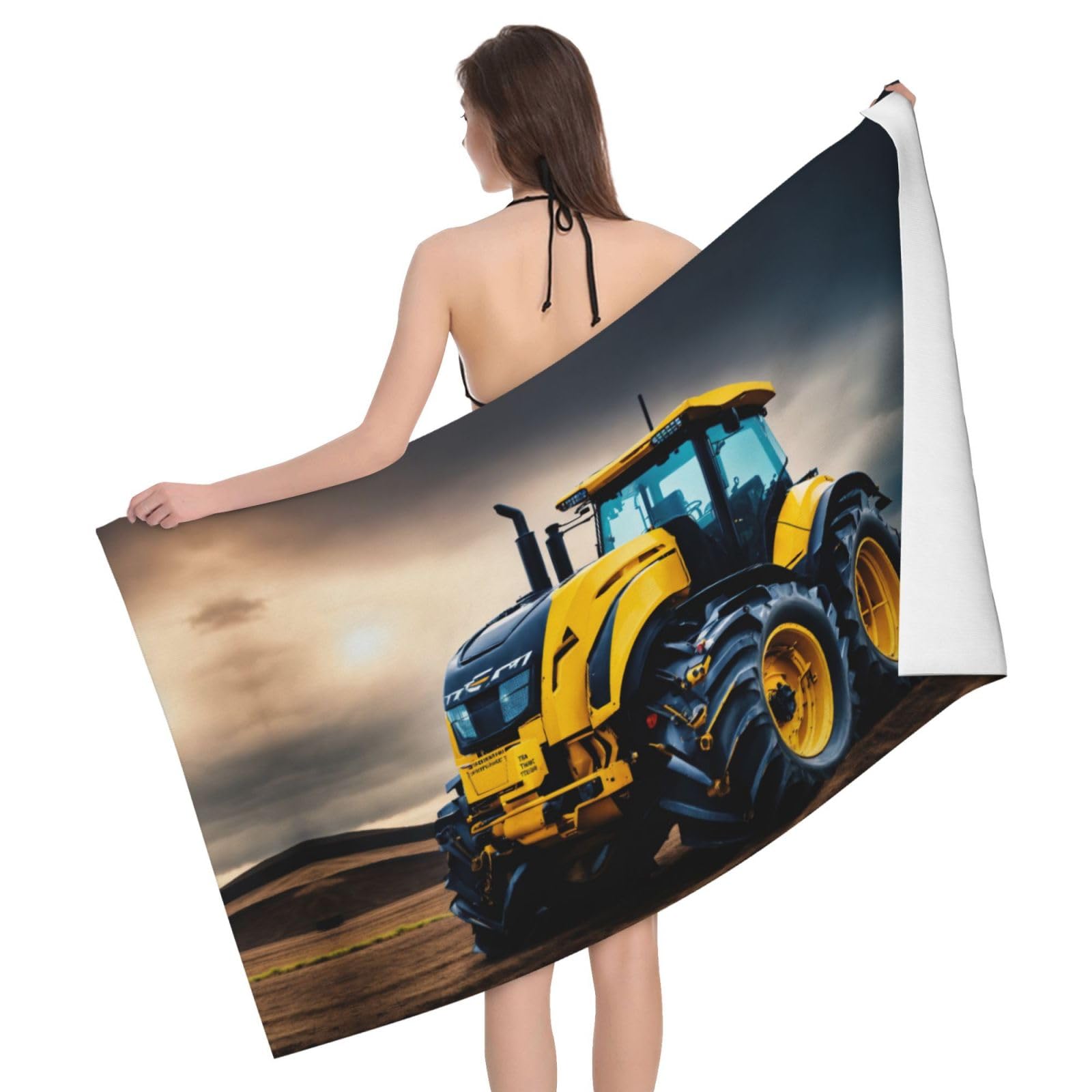 Serviette bain microfibre absorbante drap plage tracteur agricole