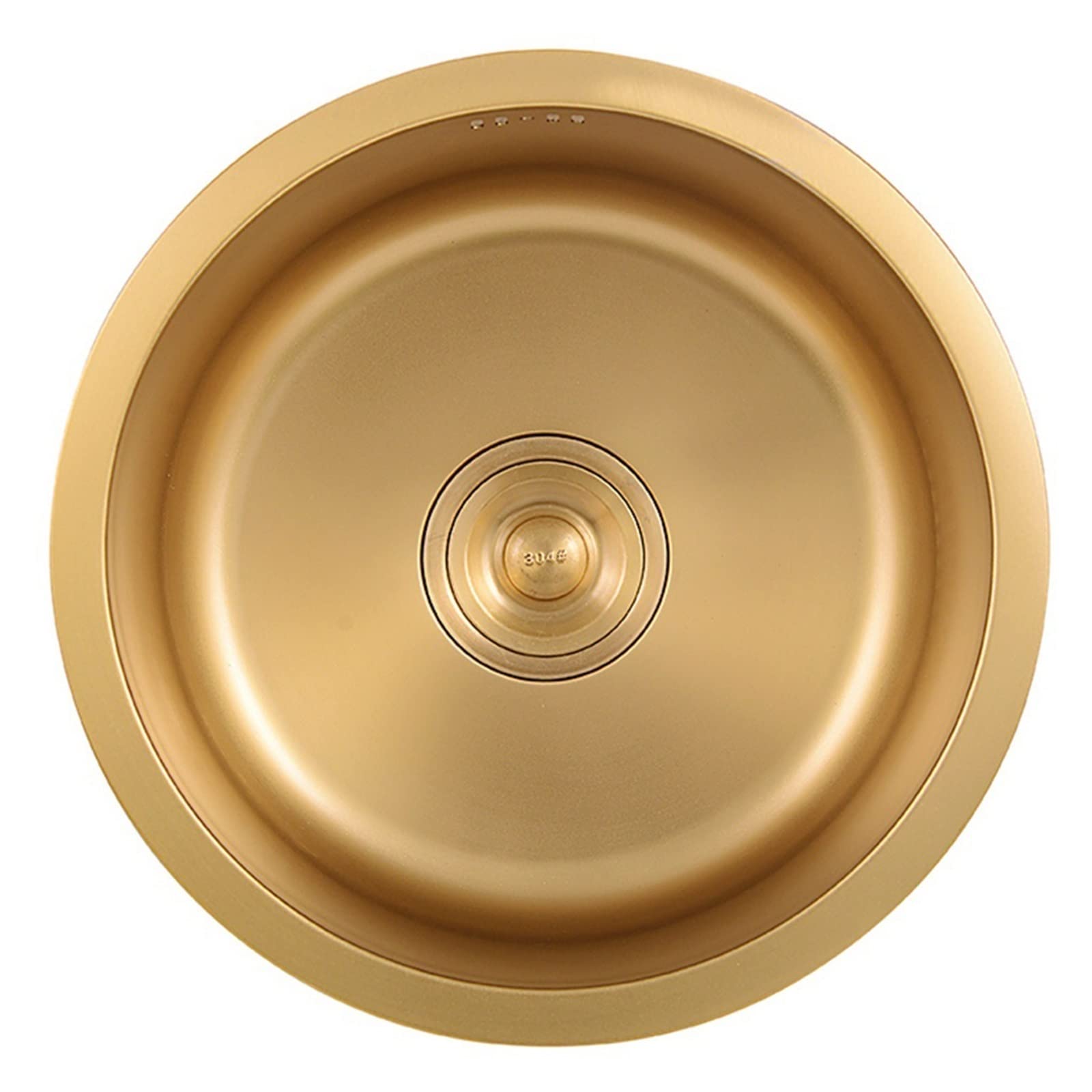 Spoelbak Gootsteen. Geborsteld rond goudkleurig, met kraan en afvoer Enkele bak Voorbereiding, dikker roestvrij staal 304, inbouw- of onderbouwinstallatie