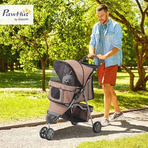 PawHut Hundewagen Hundebuggy Buggy Hunde Katzen Pet Stroller Hunde Buggy Kaffeebraun