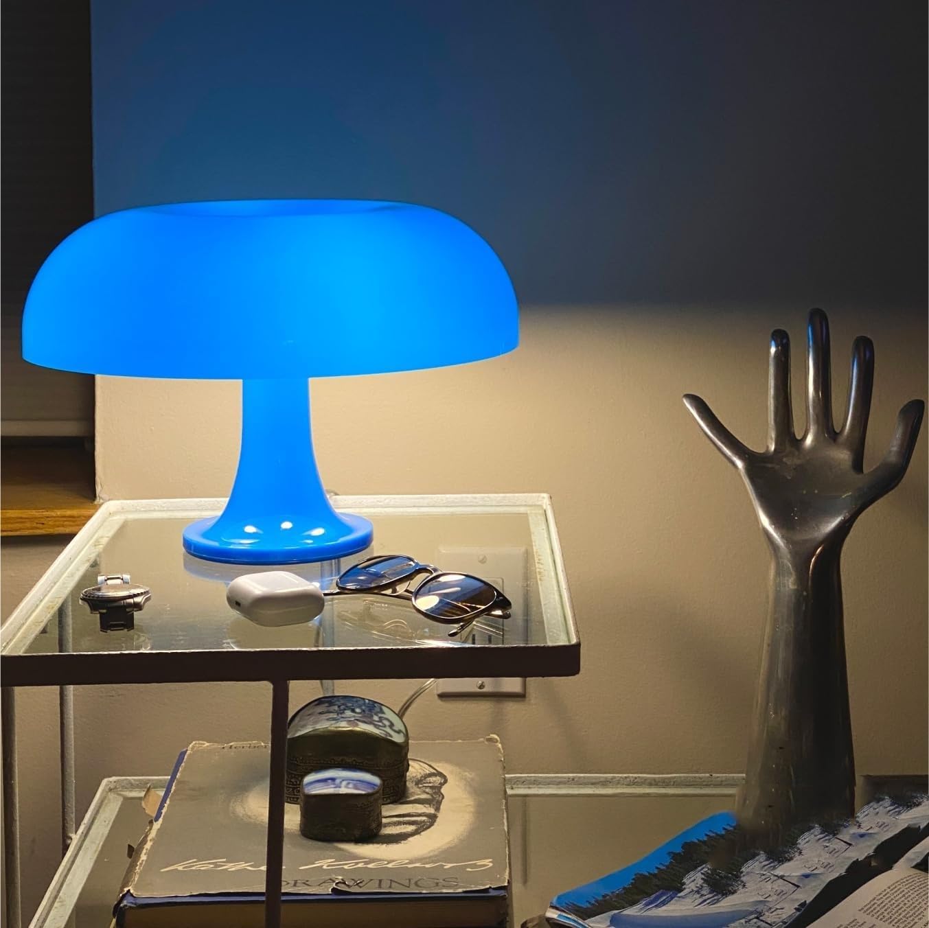 Pilz Lampe, Pilz Lampe,Mushroom Lamp Für Raum Ästhetische Moderne Beleuchtung Für Schlafzimmer Kühle Retro Wohnzimmer Dekor (Blau)