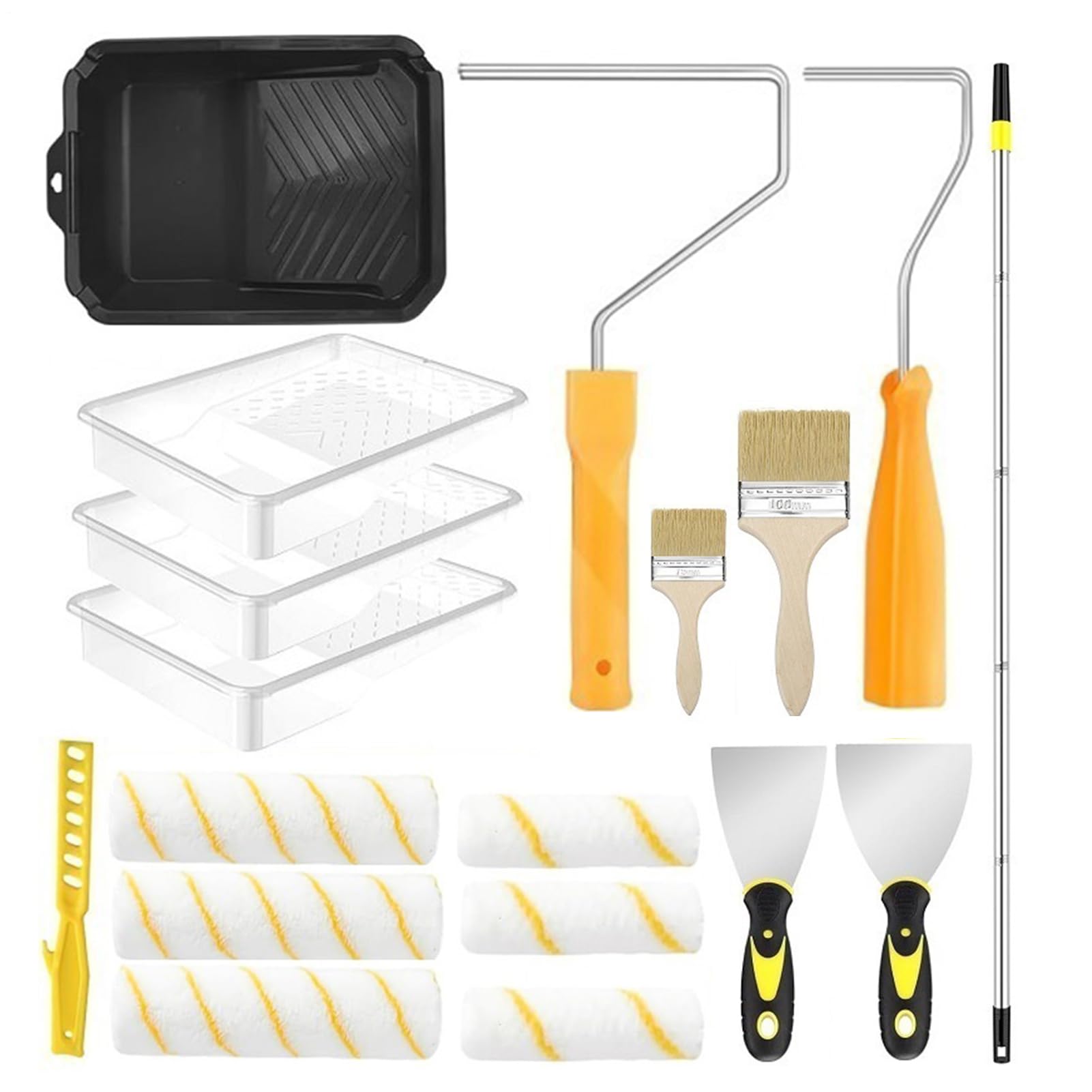 Kit Rullo Verniciatura Set Rullo Verniciatura Regolabile con Asta | Accessorio Per Progetti Casa Ristrutturazioni Decorazioni Armadi Porte Ritocchi Soffitti Pareti