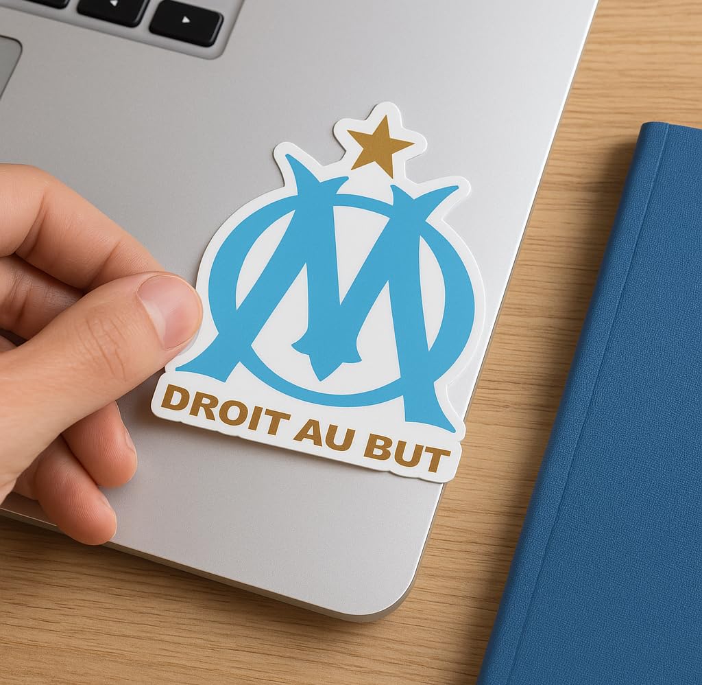 Grenadine Boutique - Autocollants Logo OM Stickers Olympique de Marseille - Lot de 2 Autocollants 6 cm