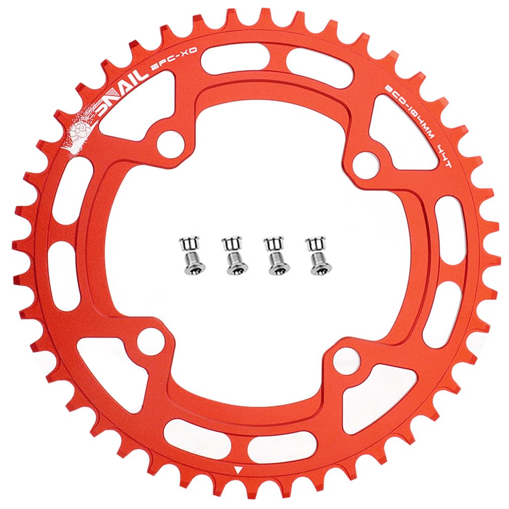 CYSKY Bike Chainring 104 BCD 30T 32T 34T 36T 38T 40T 42T 44T 46T 48T 50T 52T Narrow Wide Single Chainring for 7/8/9/10/11/12 Speed, Suit for 1x Set-up (Come with 4 Chanring bolts) (Black, 44T) — image 1