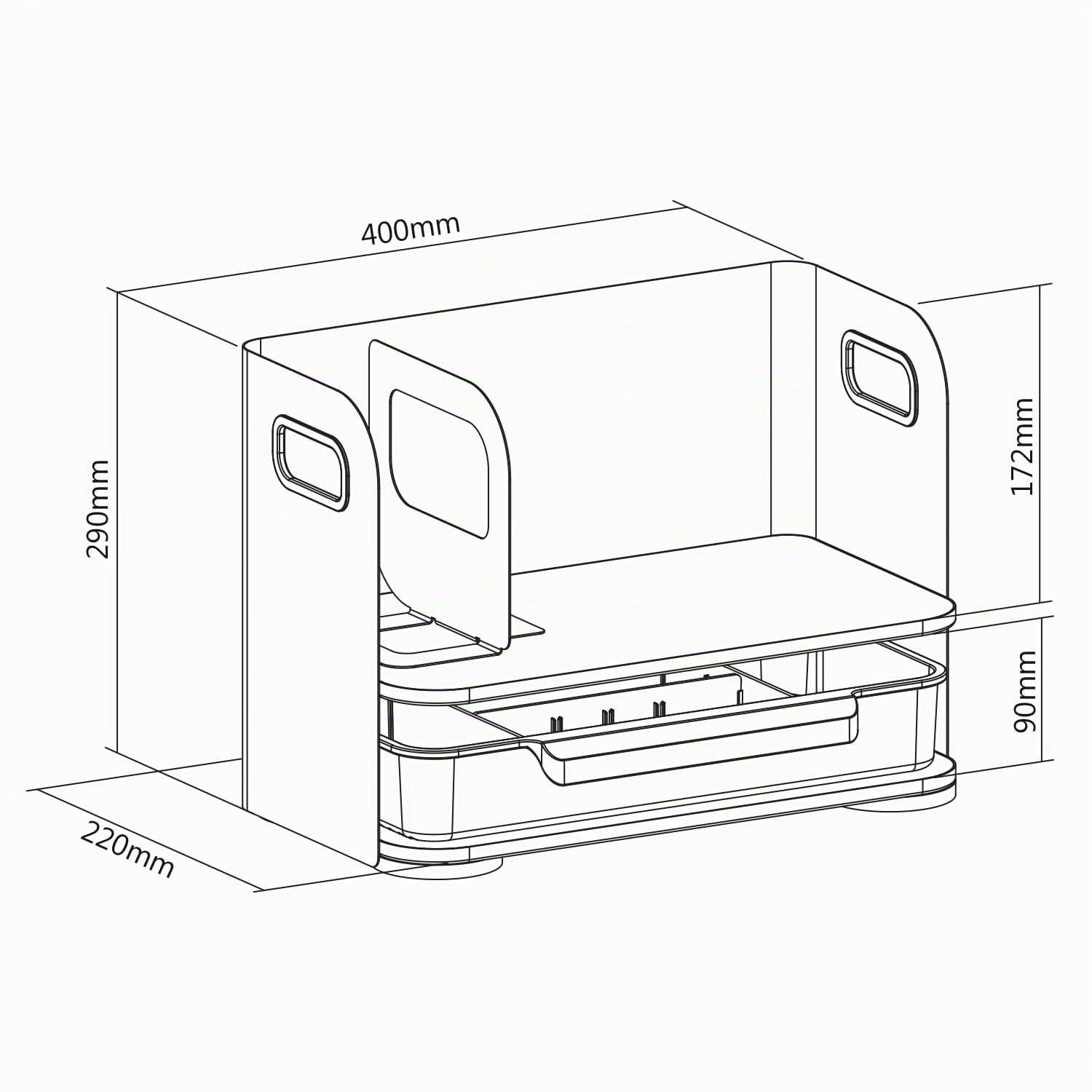 ER-440 Schreibtisch-Organizer mit Schublade und Buchstütze Organizer für Büroutensilien Büro-Organizer Büroablage bis 10kg Weiß