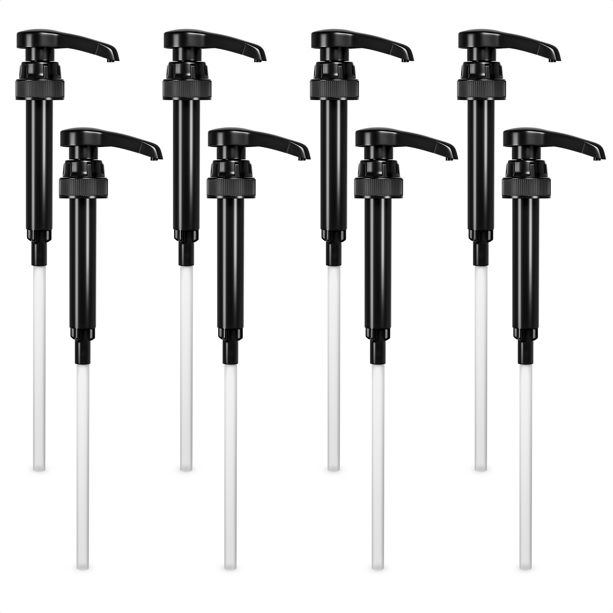 8 Pcs Pumps for Syrup Bottles Black - Coffee Syrup Pump Dispenser Set, 750ml Bottles with Food-Grade Plastic Adjustable Tube, 10ml per Pump - Easy