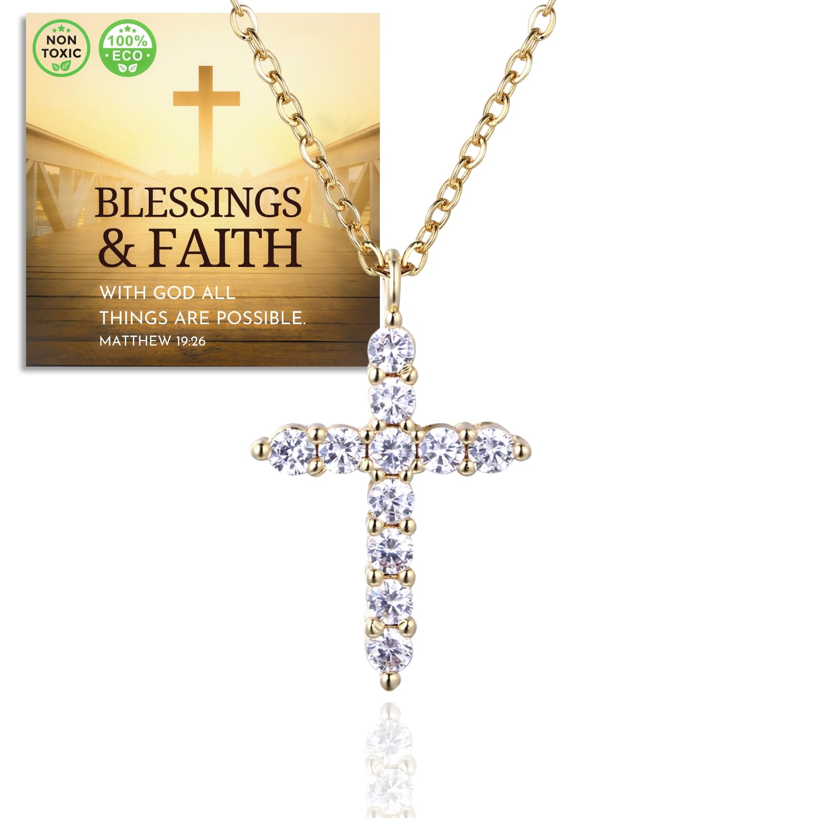 HALUKAKAH Collana Con Pendente A Croce In Diamanti Placcato In Oro 18K - 6