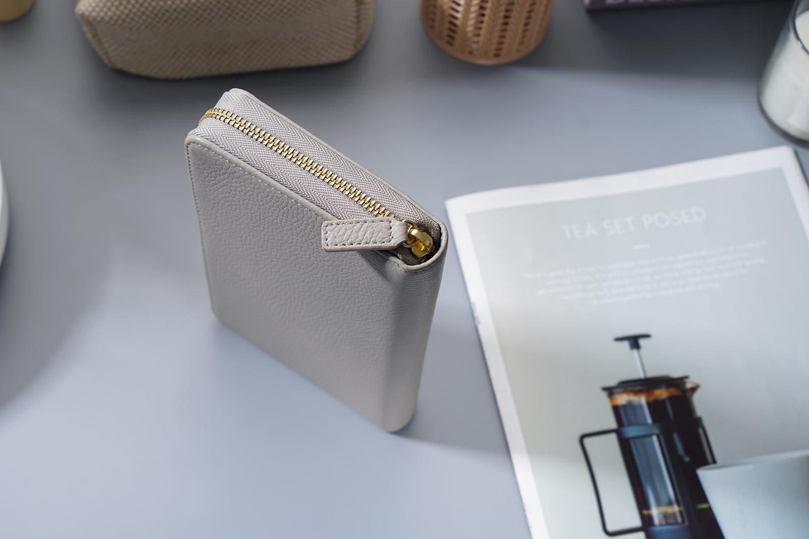 Moterm Reißverschluss Lederbezug für Weeks - Passend für Hobonichi Weeks und Weeks Mega Notebook Planer (Kiesel-Grau)