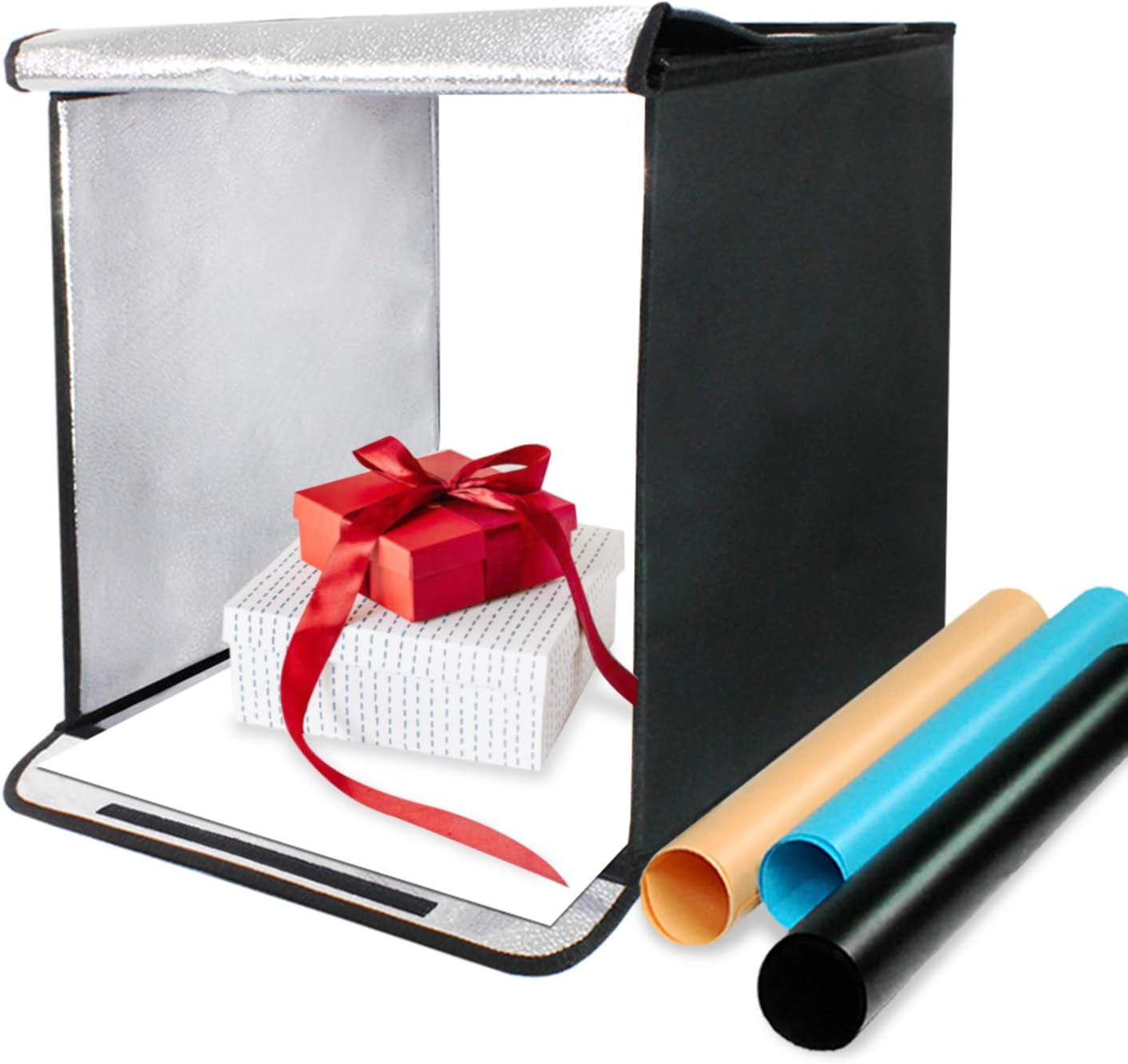 LimoStudio 24 inch LED Photo Box Lighting Kit, Table Top Photo Shooting Tent for Commercial Product Photo Shooting, Color Background Included, Easy Install with Velcro, AGG2258