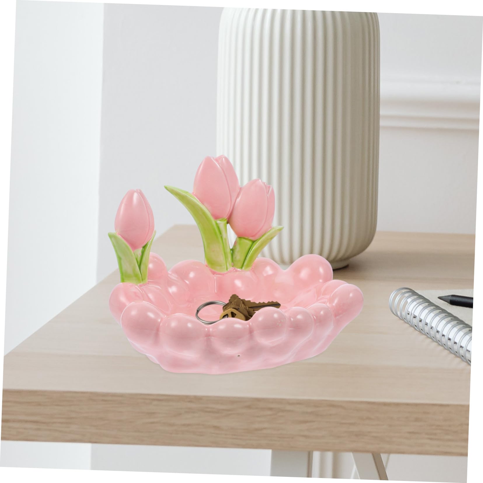 Toyvian Schmuckablage Aus Keramik Rosa Dekorative Schlüsselablage Und Ringschale Multifunktionales Schmucktablett Für Badezimmer Und Nachttisch