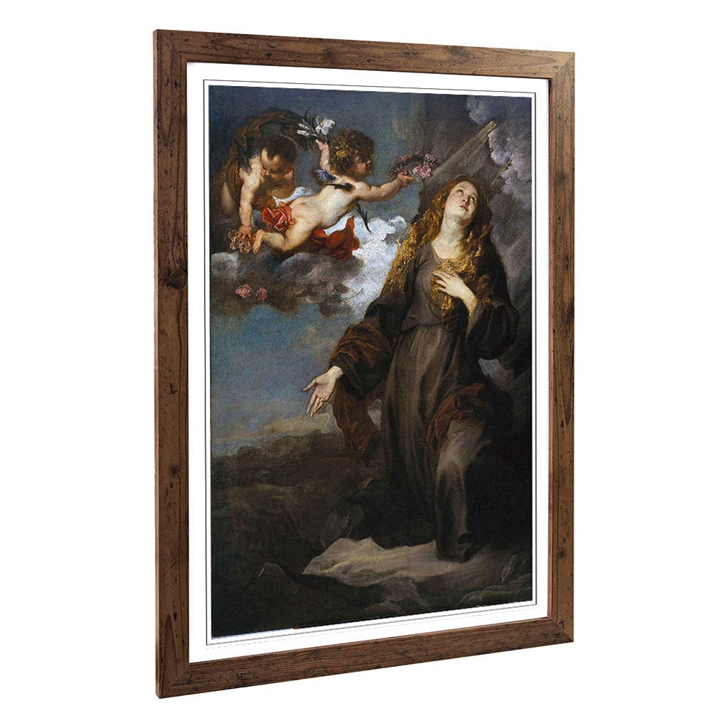 Big Box Art Framed Print of Anthony Van Dyck Saint Rosalie in Glory Design | Wall Art Picture | Home Decor for Kitchen, Living Room, Bedroom, Hallway, Walnut, A2 / 24.5x18 Inch / 62x45cm
