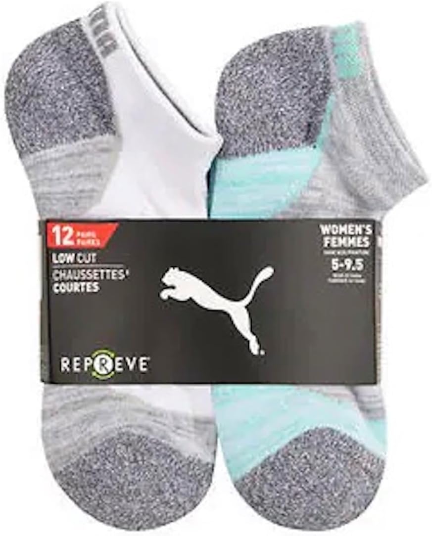 Calcetines deportivos de corte bajo Repreve para mujer, 12 pares (blanco)