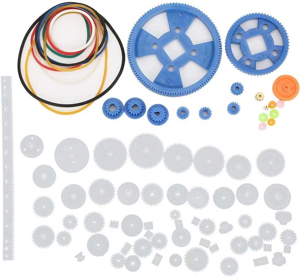 Plastic Gears Set, 80Pcs Single Double Reduction Gear Worm Gear for DIY Car Robot Parts Durable Lightweight for Engineering Projects