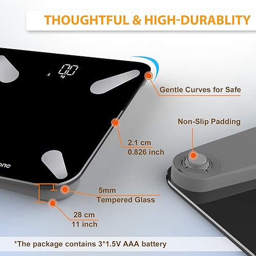 Miniatura 4 de Báscula profesional de grasa corporal, báscula de baño inteligente digital más precisa para peso corporal, pantalla LED, 18 métricas de composición