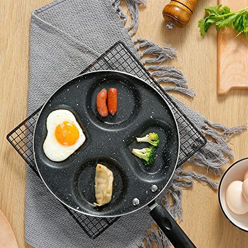 24cm Non-Stick Pan Four Hole Frying Pan Flat-Bottomed Omelette Pan Steak Pan Flat-Bottomed Non-Stick Egg Dumpling Pan Small Pan