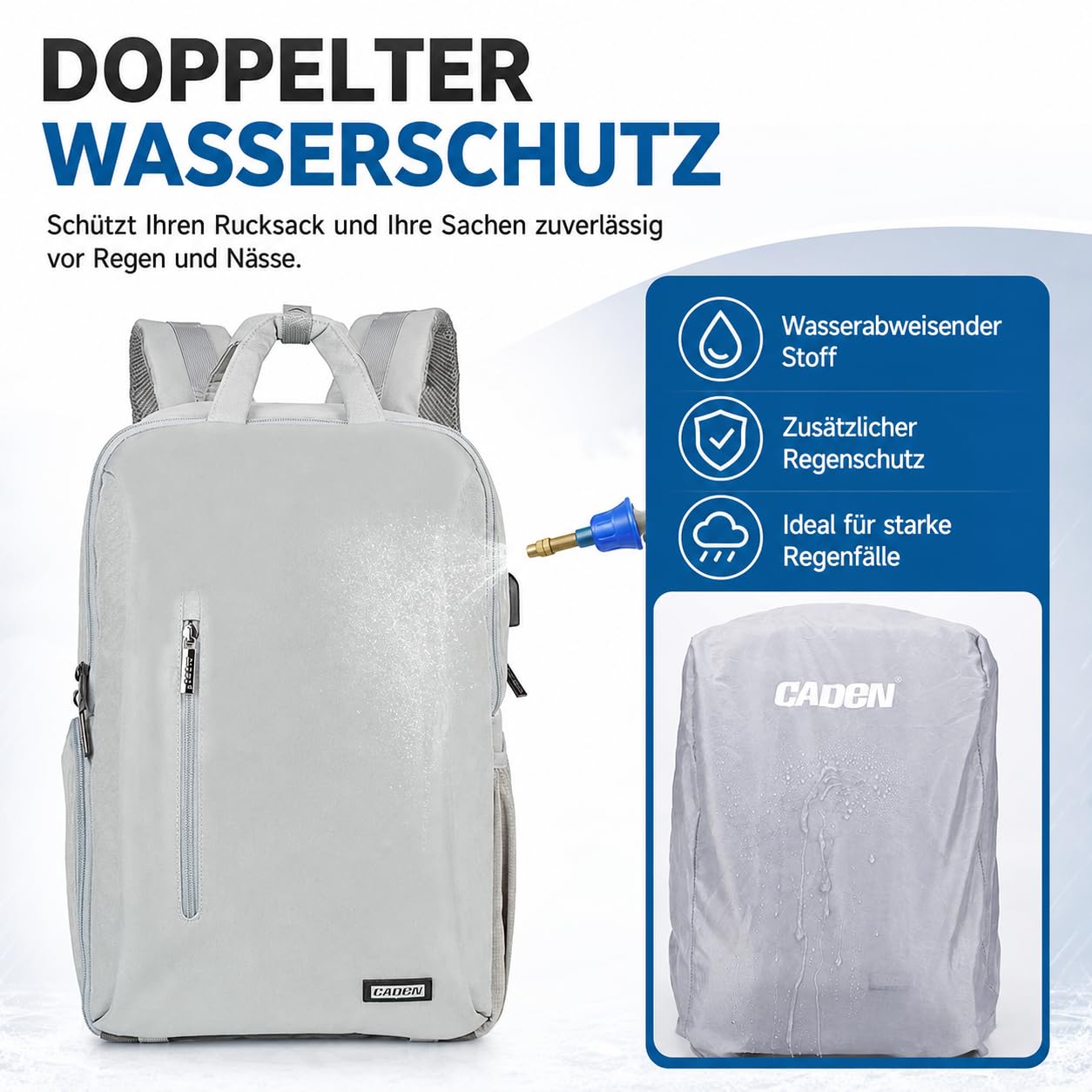 CADeN Mochila para cámara réflex - Estilo Casual Incluye Cubierta contra la Lluvia Que Puede acomodar 1 cámara 2 Lentes 1 trípode y Otros Accesorios fotográficas para Canon Nikon Sony