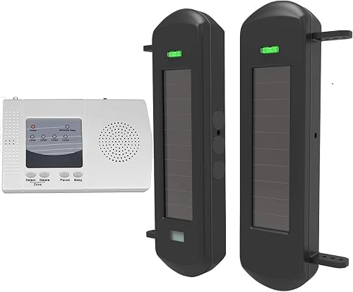HTZSAFE Solar Wireless Driveway Alarm System with 4 Zones, 300ft Beam Sensor and 1/2 Mile Range HTZSAFE Solar Wireless Driveway Alarm System with 4 Zones, 300ft Beam Sensor and 1/2 Mile Range