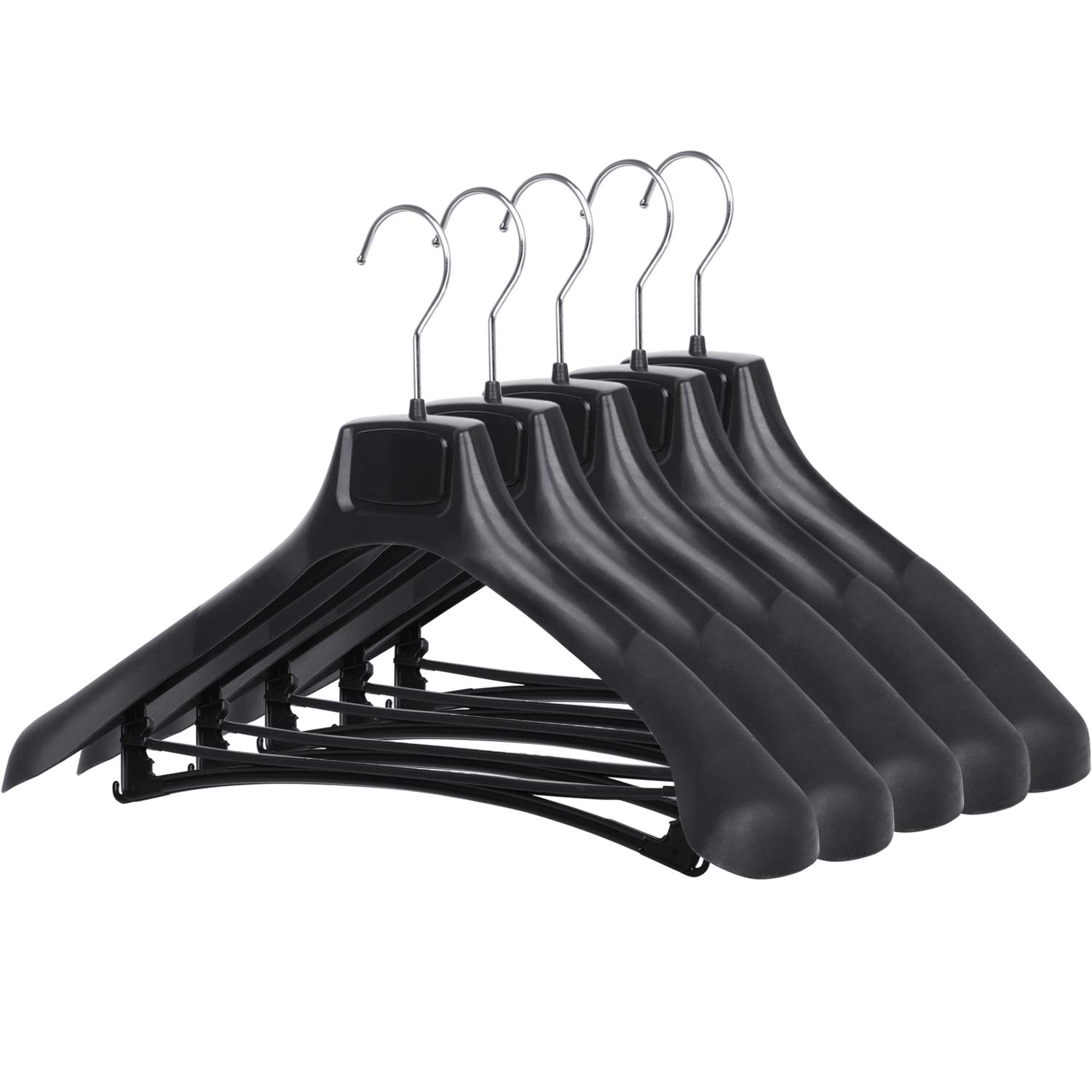 Grucce Extra Larghe Per Coperte – Antiscivolo Con Tubo In Schiuma, Salvaspazio, Metalliche, 49x22.6 Cm, Confezione Da 8, Nero