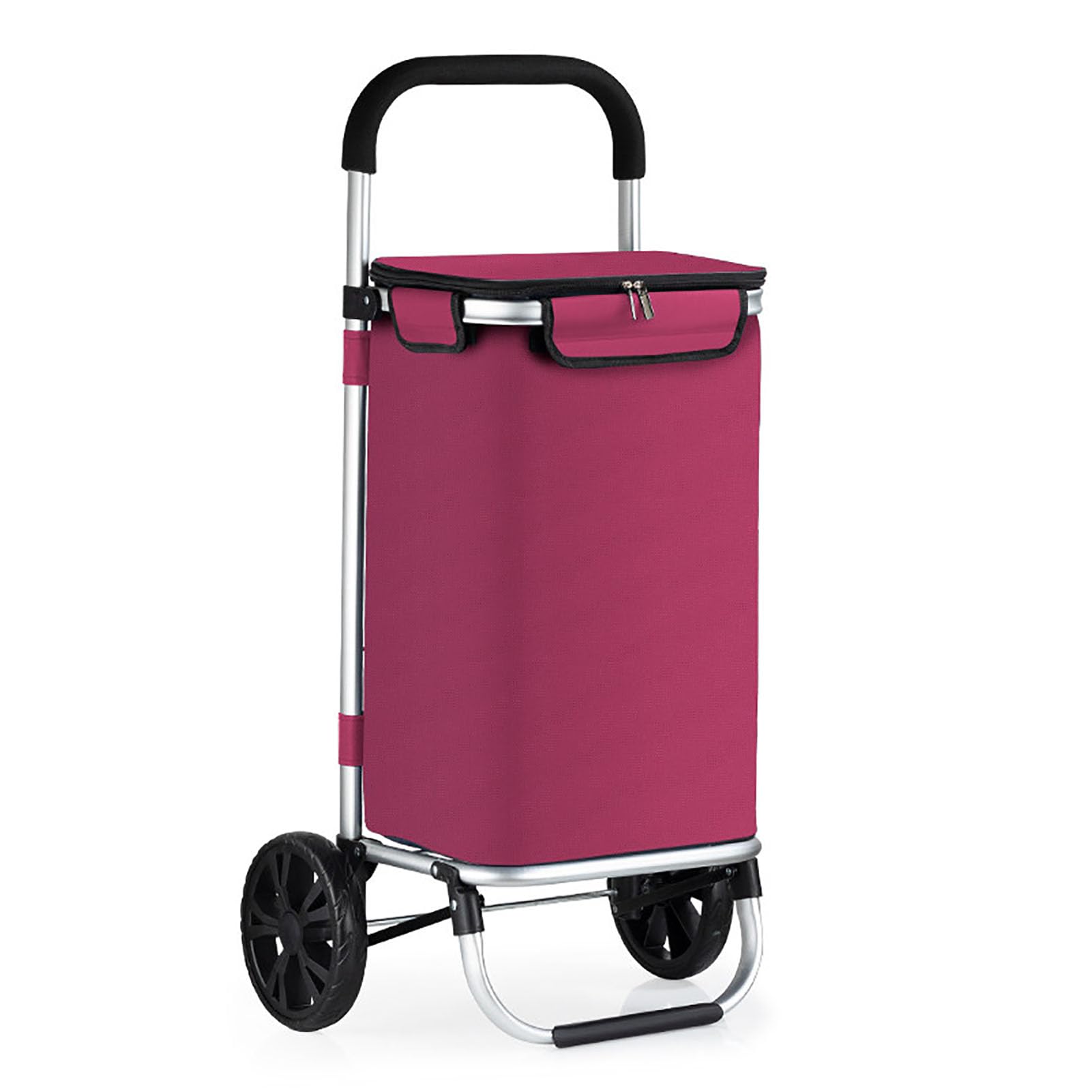 JYHCD Foldable Shopping Trolley Cart Large Capacity Storage Bag, Portable Hand Pull Cart for Daily Grocery Shopping Outdoor Errands and Household Transport Needs,Red