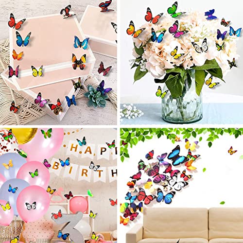 Tianorcan 80 Stück 3D Schmetterlinge Deko Schmetterling Wandaufkleber Dekoration Wandtattoo Abnehmbare Wandaufkleber Heimdeko Schlafzimmer Deko
