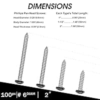 Vista 46 de QISHENG Black Head 100 PCS #4x1/4(0.25 pulgadas) Tornillos Phillips para Madera de Cabeza Redonda de Acero Inoxidable, Tornillo de Acero Inoxidable