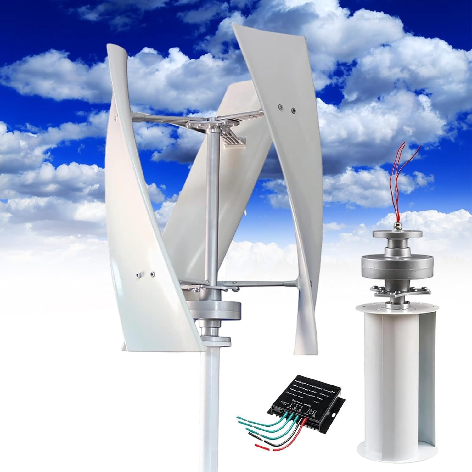 Generatore Eolico 16000W 20000W Kit generatore Eolico Verticale 12V 24V 48V 220V con Kit Turbina Eolica a 3 Pale per Integrazione Energetica Domestica(20000W,220V)