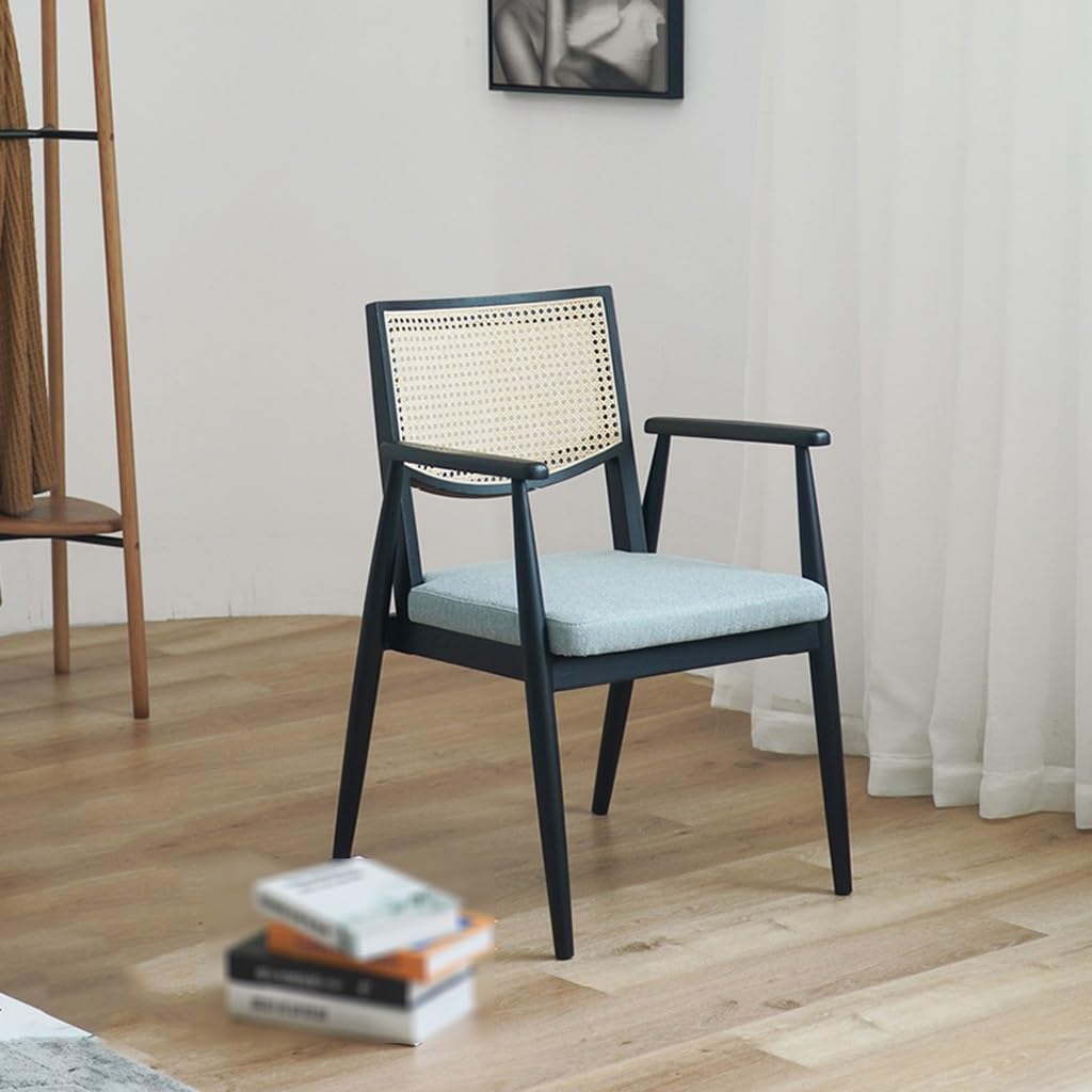 TemkIN Solid Wood Rattan Chair, Comfort Balcony Leisure Chair, Lazy Balcony Backrest Armchair, Home Portable Seat Chair, Outside Patio Dining Chairs